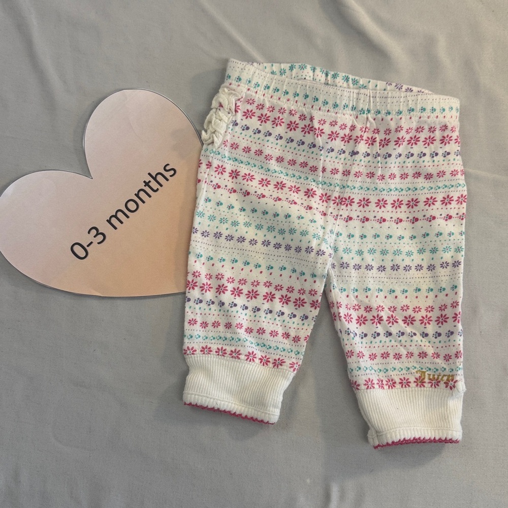 Juicy Couture - 0-3M - Colourful Patterned Baby Pants with ruffle detail